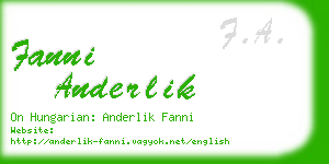 fanni anderlik business card